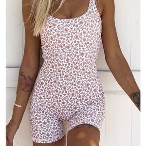 Kavala Collective Cream Boho Paro Onesie Swim Romper Surfsuit - L